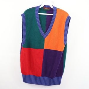 Color Block Striped Sweater Vest Mens 